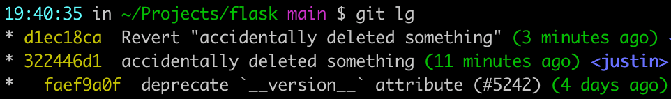 result of git lg