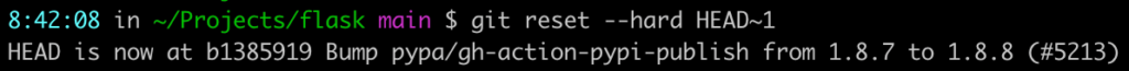 a screenshot of git reset --hard