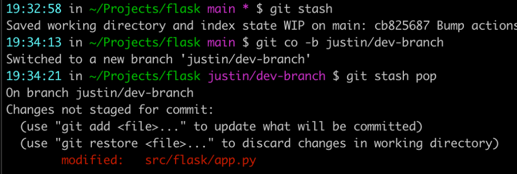 git stash, checkout a new branch, then pop stash onto new branch