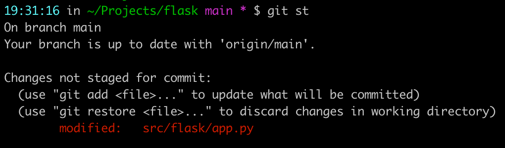 git status showing one modified file