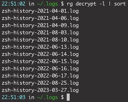 logs of every time "decrypt" was entered in my command line