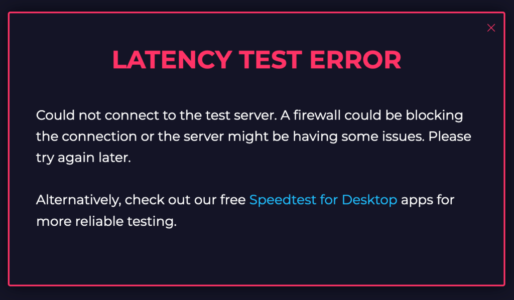 speedtest error page