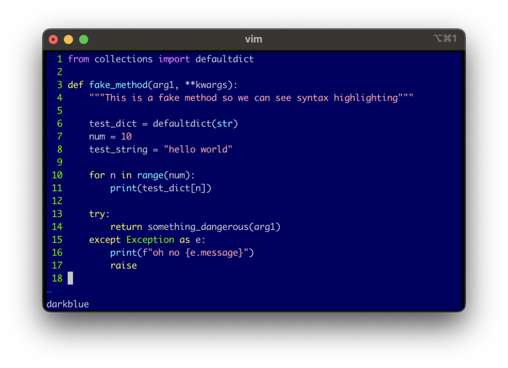 vim darkblue theme