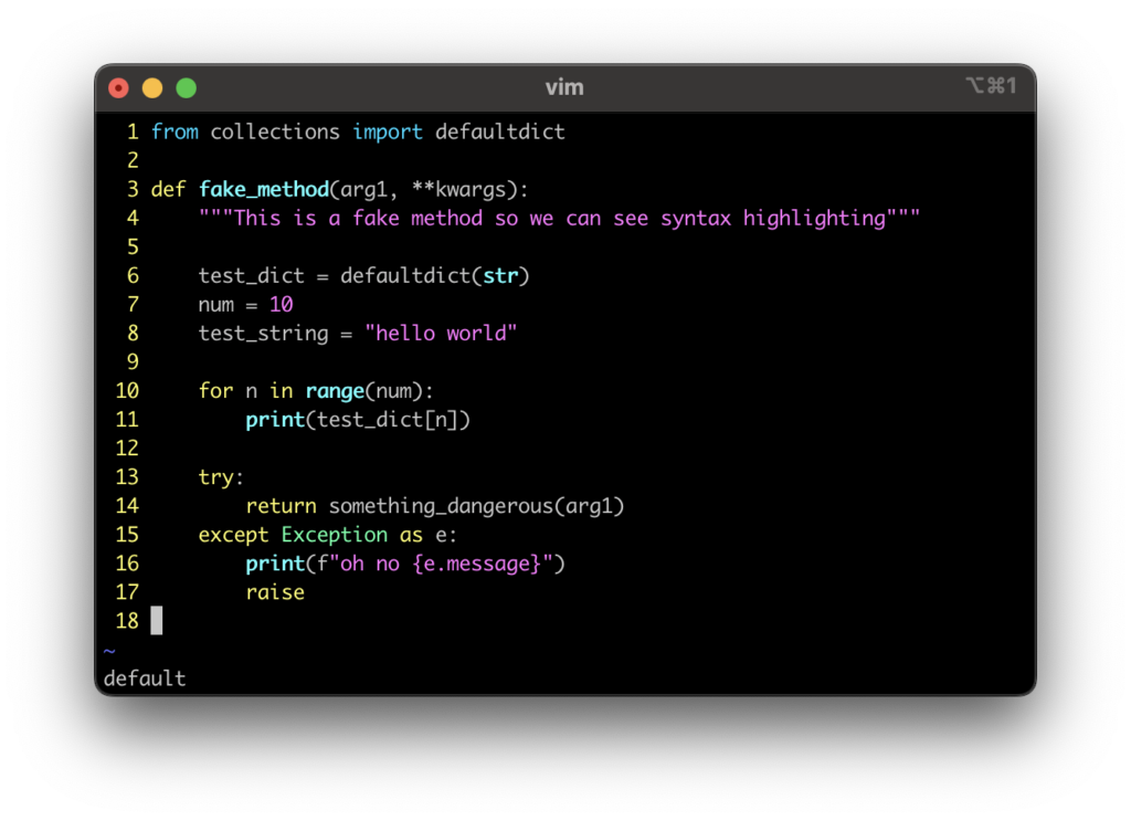 vim default theme