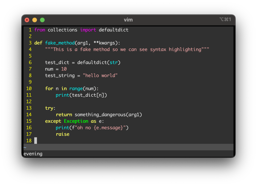 vim evening theme