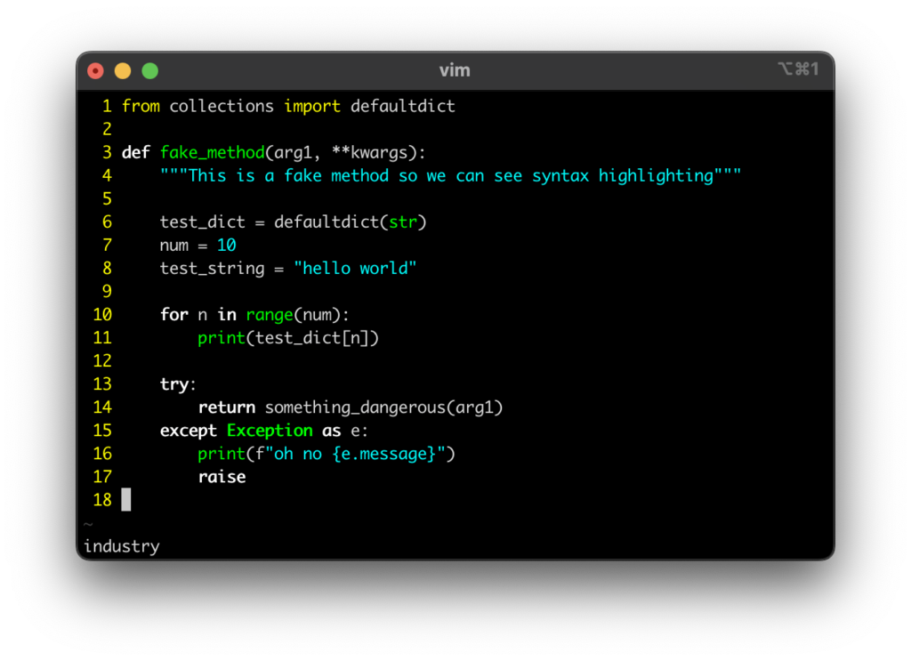 vim industry theme