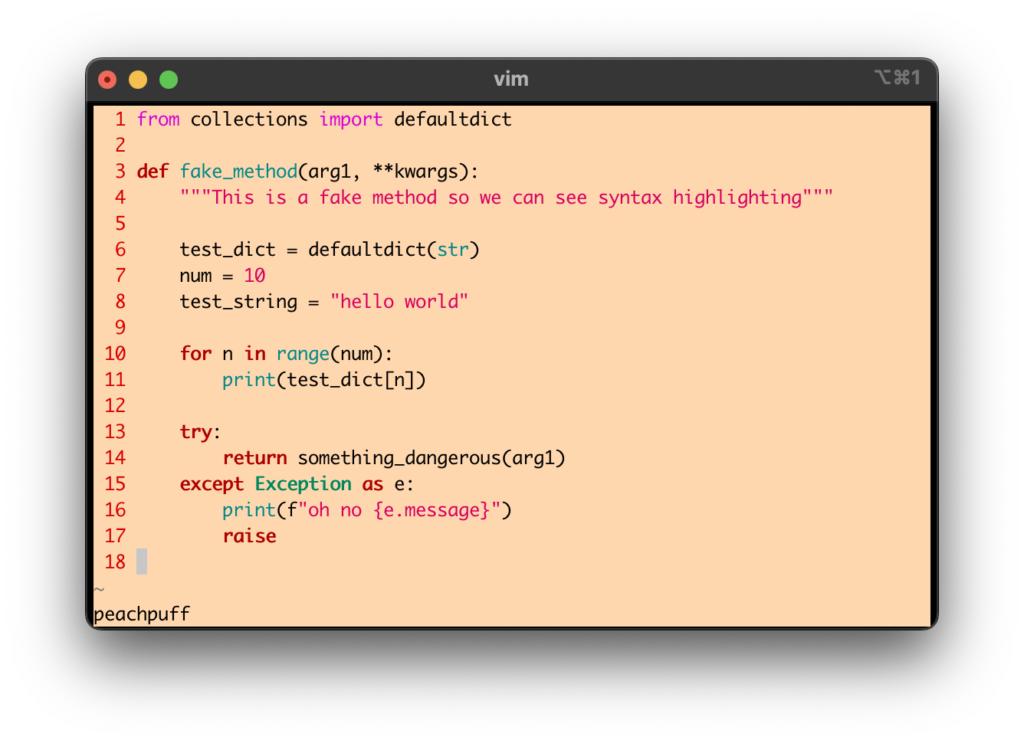 vim peachpuff theme