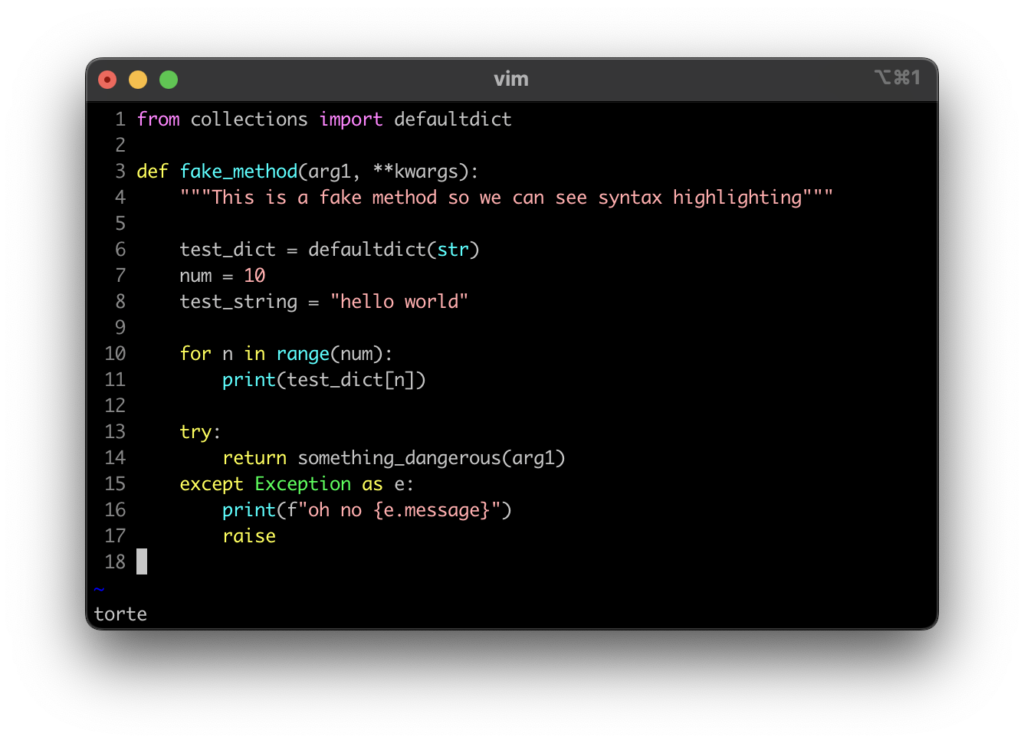 vim torte theme